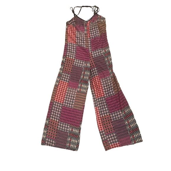 Sans Souci Boho Patchwork Print Wide Leg Jumpsuit Women's Size M Multicolor - Picture 1 of 4